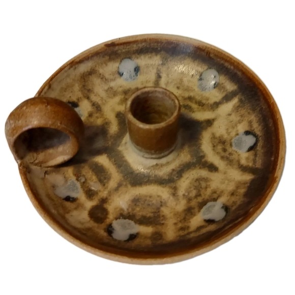 Vintage Studio Pottery Art Candlestick Holder Colonial Style Taper Signed‎ - Picture 1 of 8
